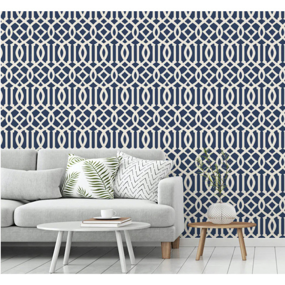 Schumacher Other - NEW 2 Rolls SCHUMACHER 5005801 Imperial Trellis Blue White Wallpaper